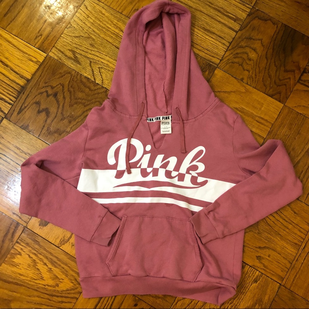 PINK Print Pullover Hoodie Large